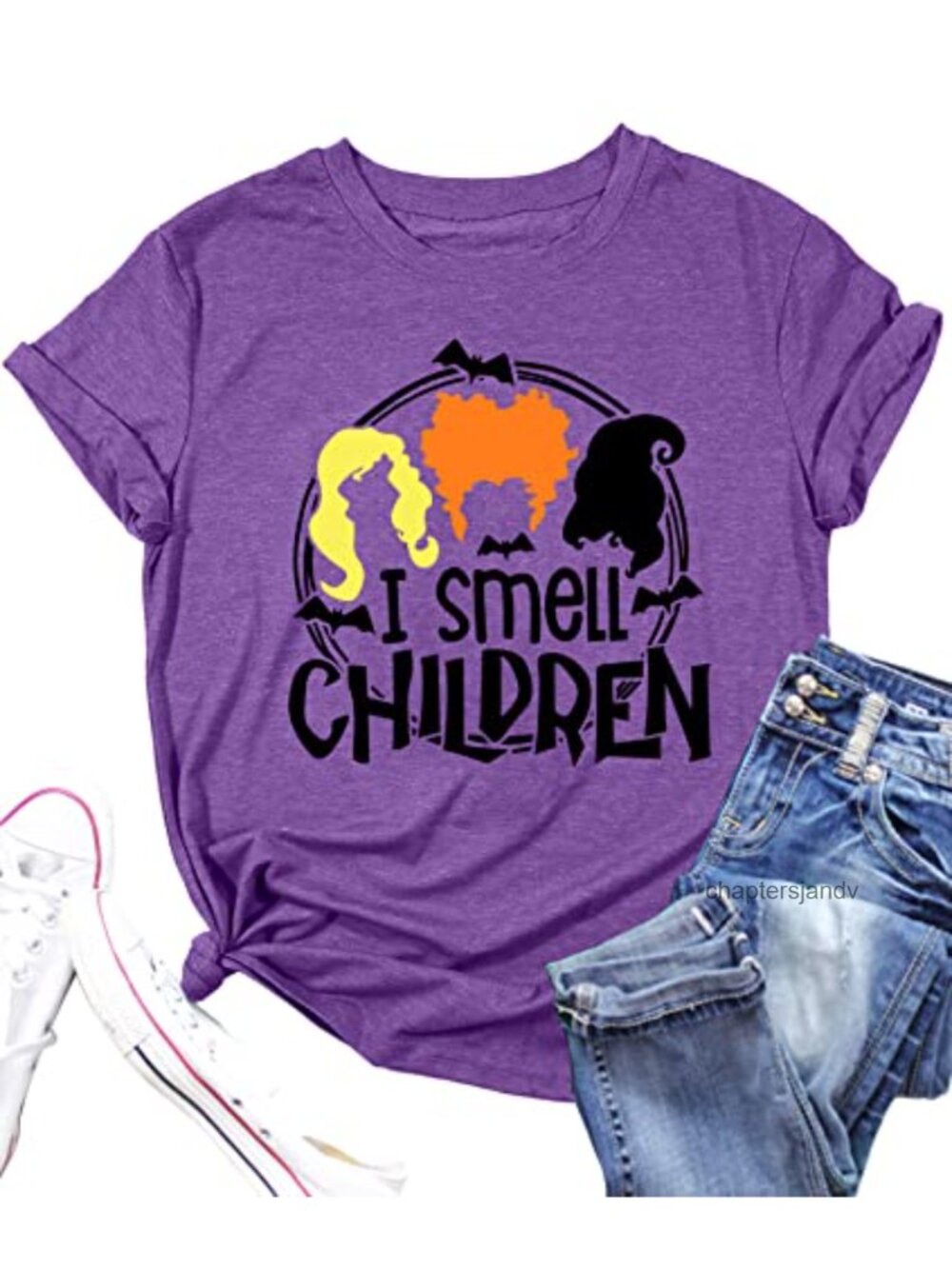 Womens I Smell Children Halloween T-Shirt Cotton Blend Short Sleeve